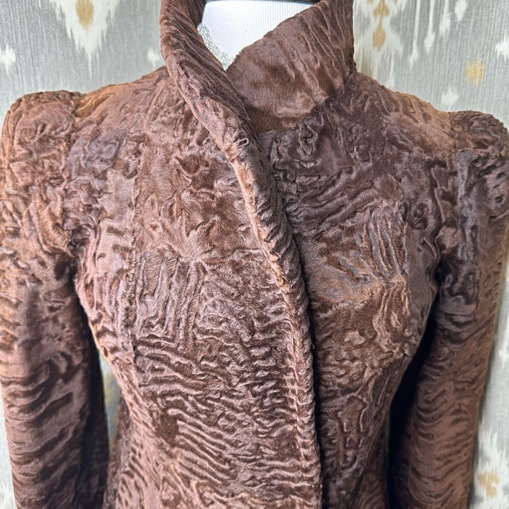 Vintage Tigre Royal of Geneva Brown Swahari Broadtail Lamb & Sable Coat